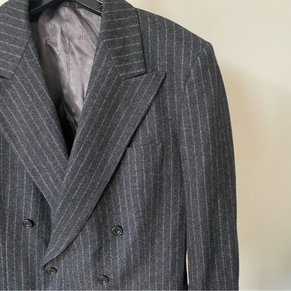 Hackett London Bergdorf Goodman Wool Gray Pinstripe Suit Jacket Blazer EUC 40L - Picture 3 of 10